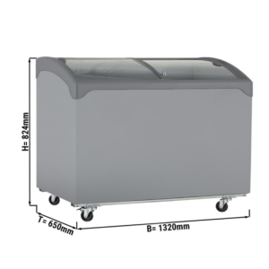Congelatore a pozzetto con coperchio in vetro – 286 litri – grigio – illuminazione LED – 1320 x 650 x 824 mm