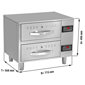 Tavolo armadiato caldo – 2 cassetti – GN 1/1 – 715 x 568 x 496 mm