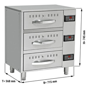 Tavolo armadiato caldo – 3 cassetti – GN 1/1 – 715 x 568 x 745 mm