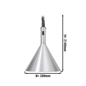 Lampada riscaldante retrò – Ø 280 mm – alluminio – 280 x 280 x 950/2150 mm
