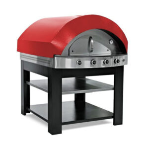 Forno per pizza a gas – rosso – con struttura portante – 1270 x 1500 x 1700 mm