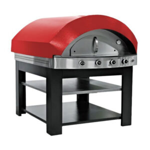 Forno per pizza a gas – rosso – con struttura portante – 1270 x 1750 x 1700 mm