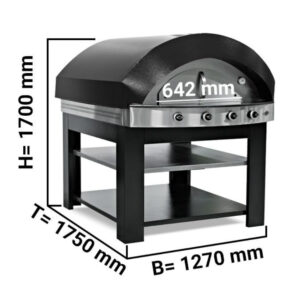 Forno per pizza a gas – nero – con struttura portante – 1270 x 1750 x 1700 mm