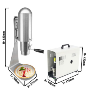 Pressagelato – Forma Spaghetti – 200 x 290 x 620 mm – Compressore incluso – 180 x 410 x 430 mm