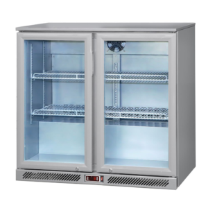 Tavolo refrigerato da bar – 220 Litri – 2 porte in vetro – 900 x 505 x 895 mm