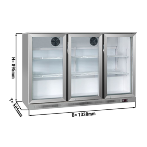 Banco refrigerato da bar – 300 litri – 3 porte in vetro – 1330 x 505 x 895 mm