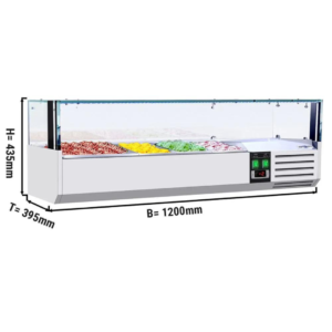 Vetrina Refrigerata da Banco con Led – 1200 x 400 mm – 3×1/3 GN + 1×1/2 GN