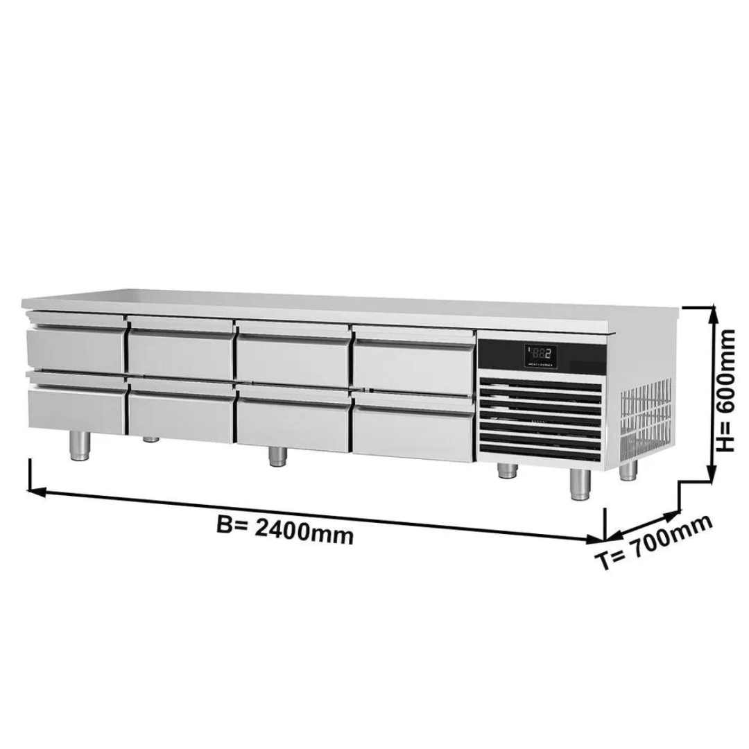 Base refrigerata (GN) con 8 cassetti 1/2 – -2° a +8°C – 2400 x 700 x 600 mm