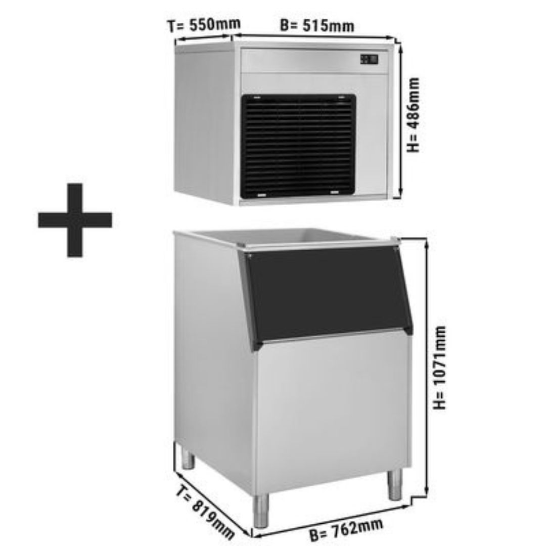 Fabbricatore di ghiaccio a scaglie – L x P x A: 762 mm x 819 mm x 1.646 mm – 220 kg/ 24 h – incluso contenitore per il ghiaccio